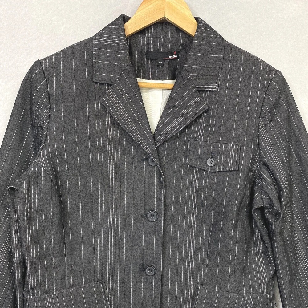 Dalia Women 12 Blazer Charcoal Gray Pinstripe Office Career Business Jacket